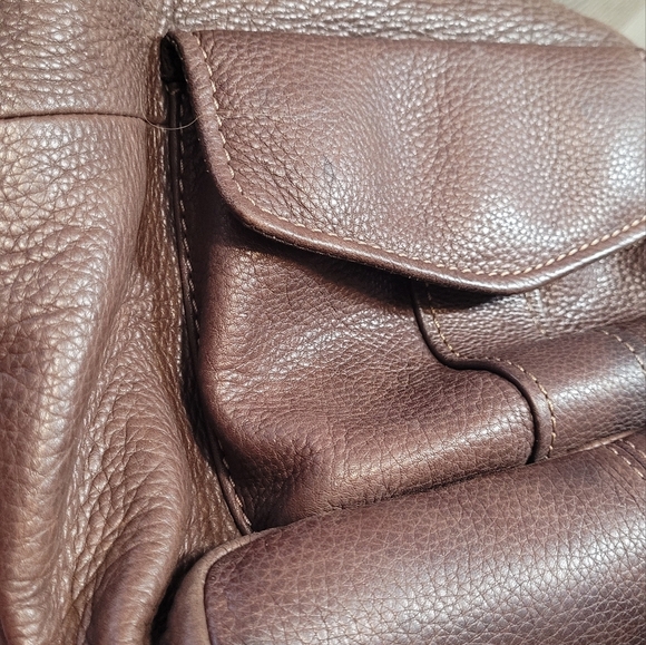 FOSSIL BROWN PEBBLED LEATHER SHOULDER BAG Vintage - Picture 3 of 8